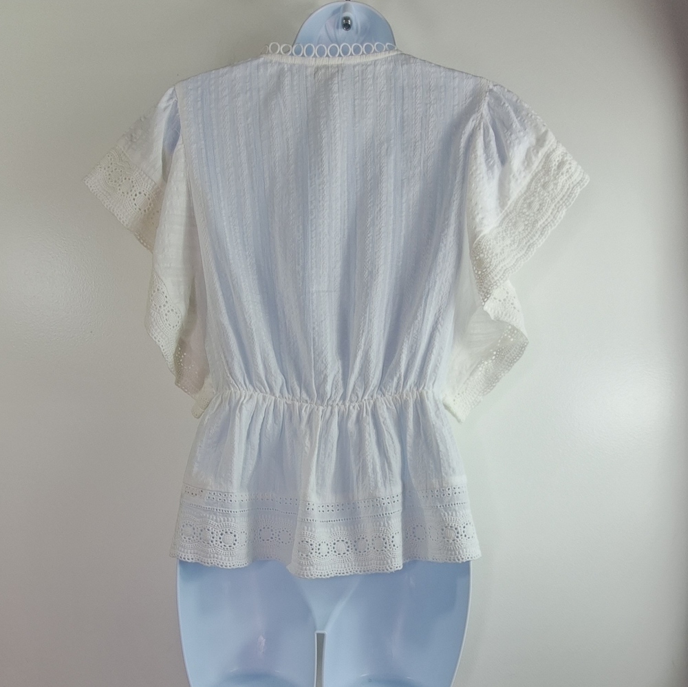 Express Embroidered Off White Cotton Top Size XS - Picture 4 of 14